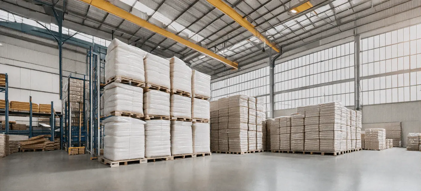 Modern warehouse facility showing organized inventory and distribution infrastructure